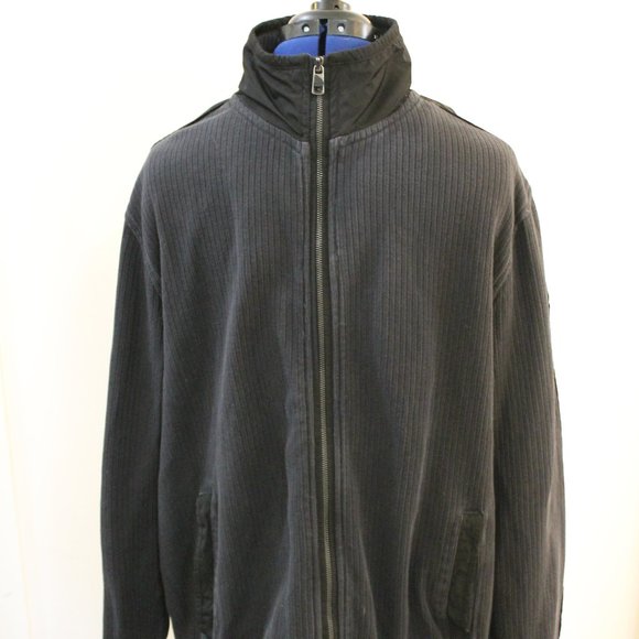 DKNY Front-Zip Men's Sweater, Black, XL - Picture 1 of 6
